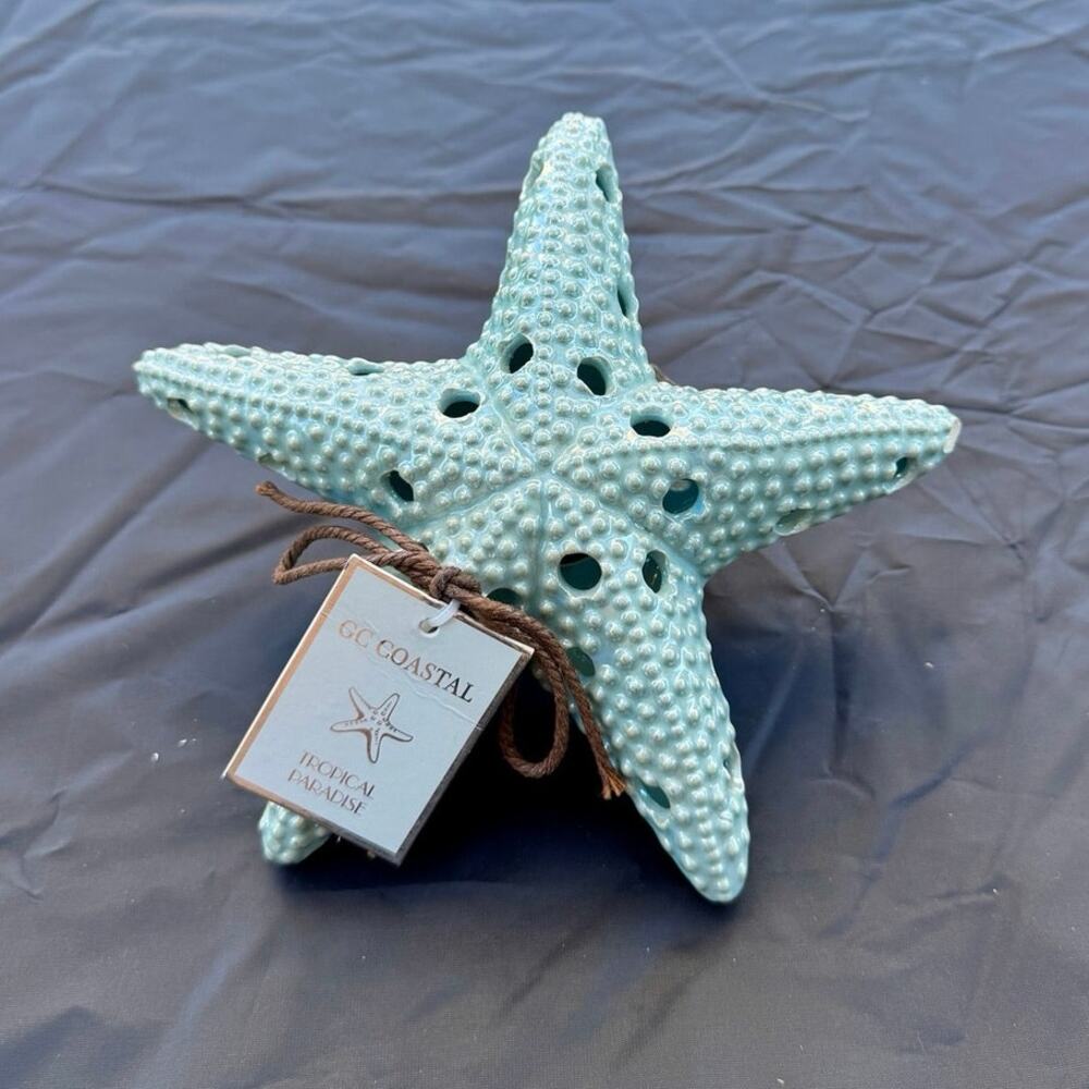 GC Coastal Blue Starfish Tropical Paradise Ceramic Coastal Beach Decor 7"